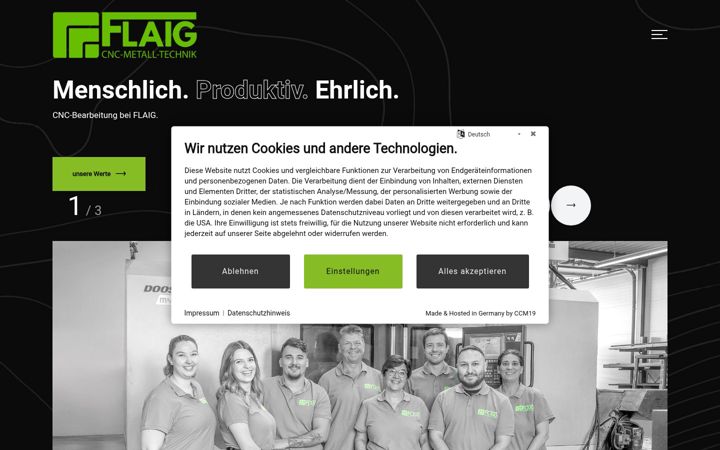 Screenshot of flaig-cnc.de