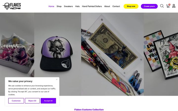 Screenshot of flakescustoms.com