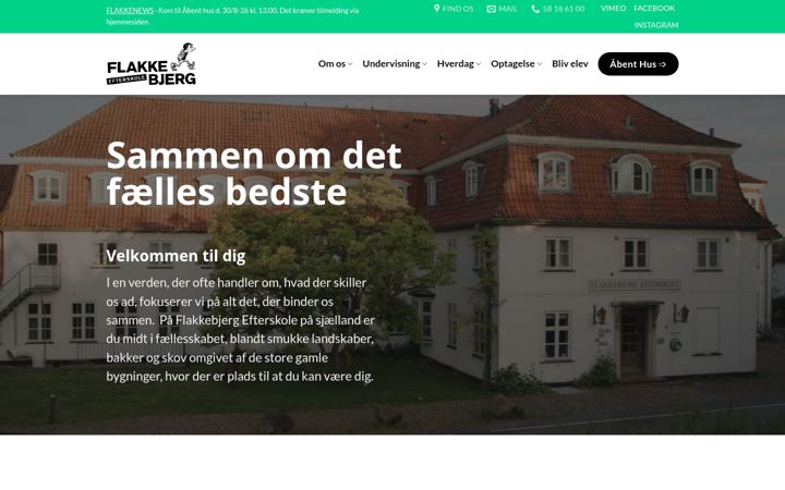 Screenshot of flakkebjergefterskole.dk