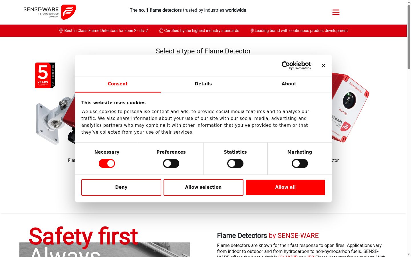 Screenshot del banner di consenso mostrato prima di qualsiasi interazione