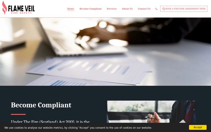 Screenshot of flame-veil-fire-safety.co.uk