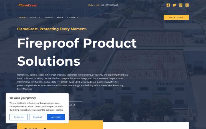 Screenshot of flamecrestfiber.com