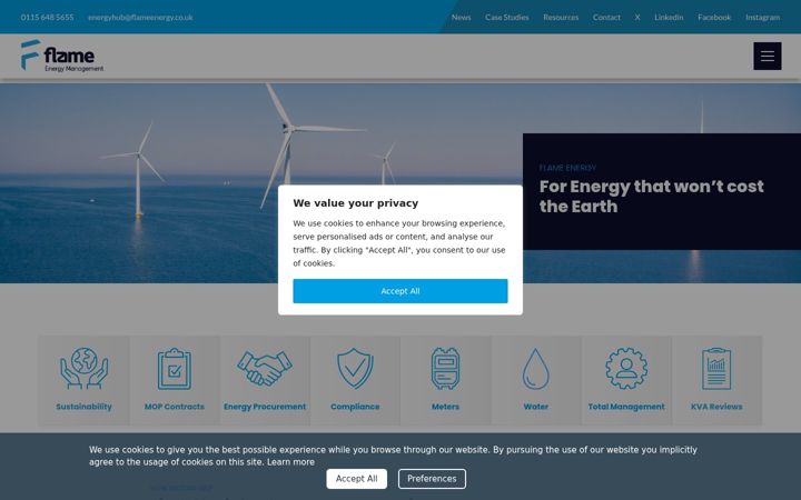 Екранна снимка на flameenergy.co.uk