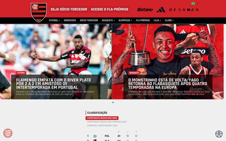 Zrzut ekranu flamengo.com.br