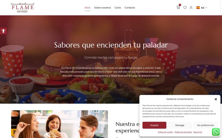 Screenshot of flameonfood.com