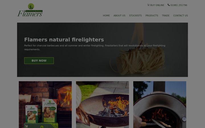 Screenshot of flamersfirelighters.co.uk