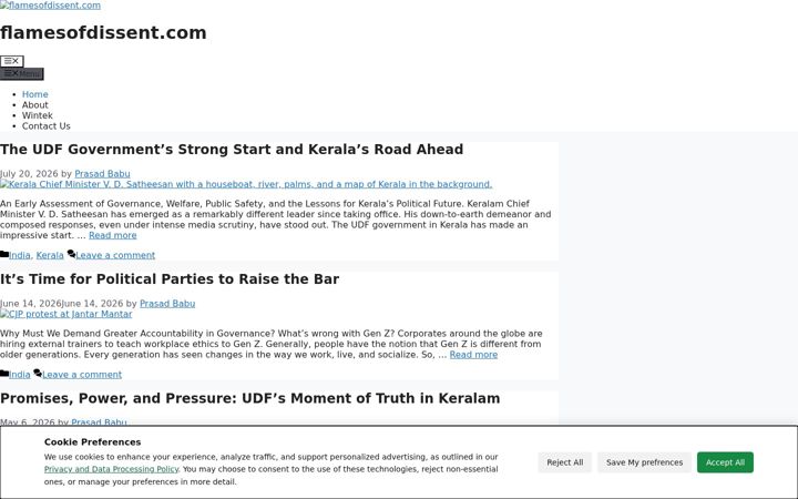 Screenshot of flamesofdissent.com