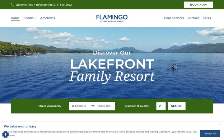 Screenshot of flamingolakegeorge.com