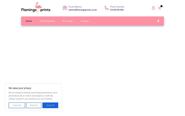 Screenshot of flamingoprints.co.uk