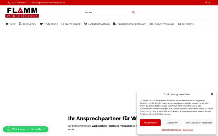 Snímek obrazovky flamm-werbetechnik.de