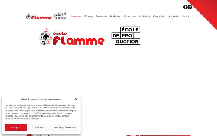 Screenshot of flamme-ecoledeproduction.fr