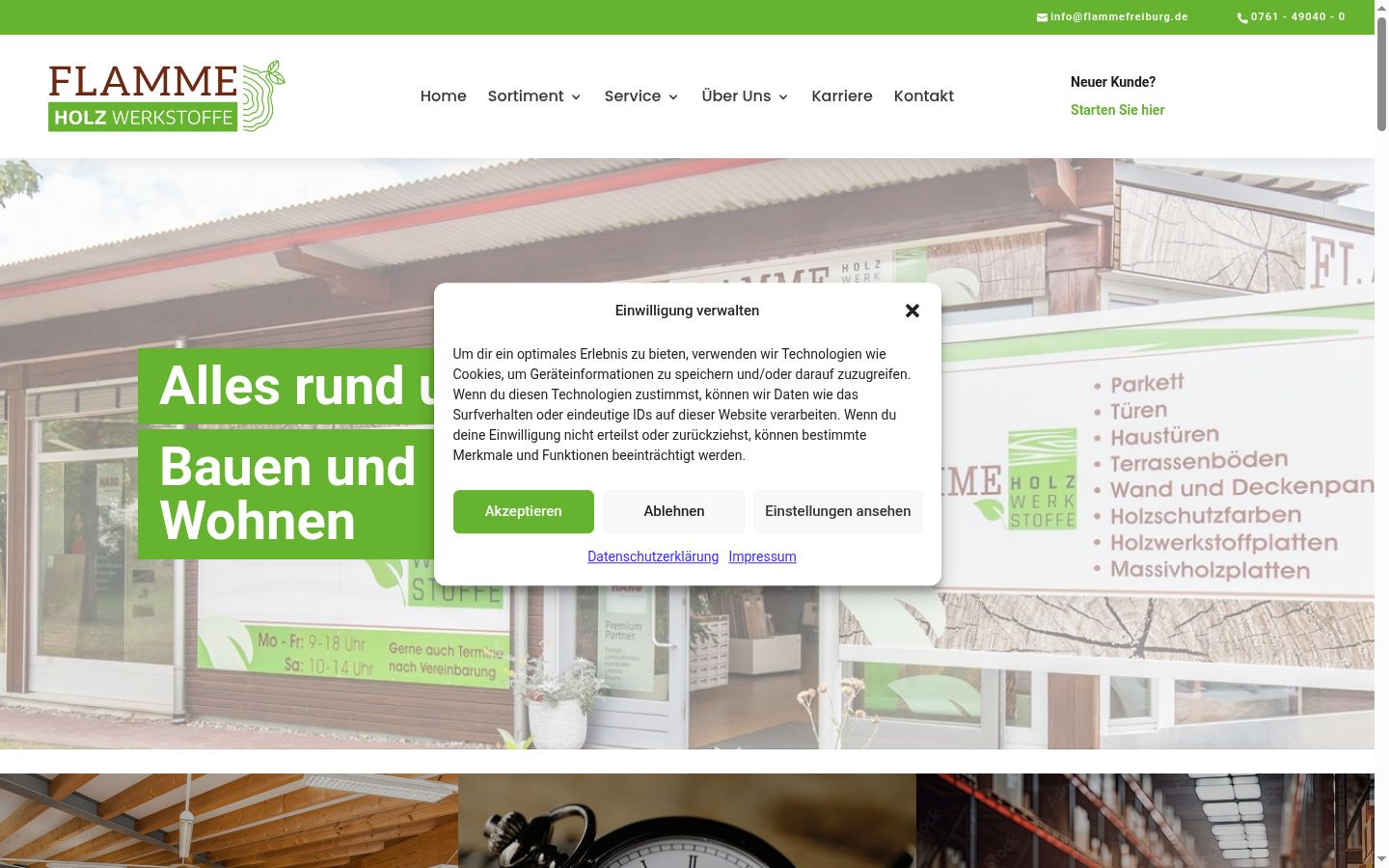 Screenshot del banner di consenso mostrato prima di qualsiasi interazione