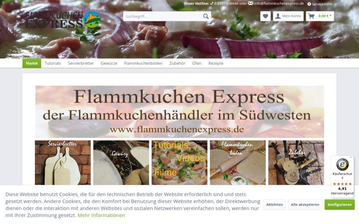 Snímek obrazovky flammkuchenexpress.de