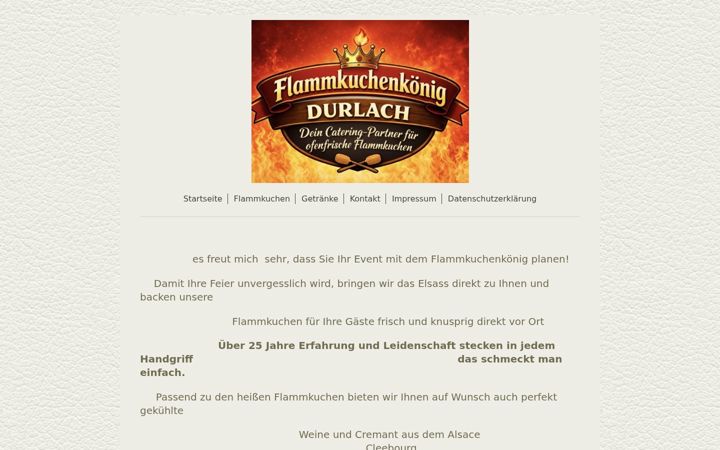 Screenshot of flammkuchenkoenig-durlach.de