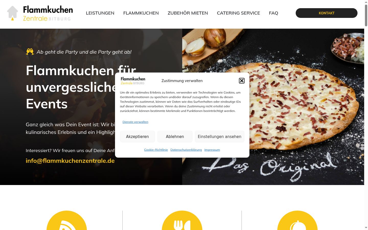 Screenshot des Einwilligungsbanners vor jeglicher Interaktion