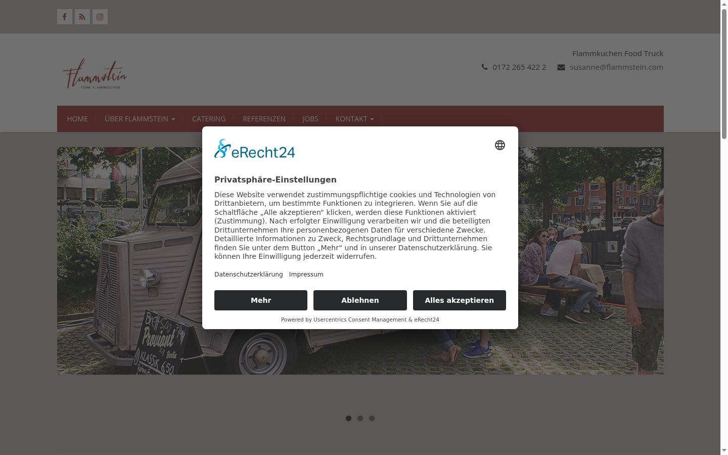 Screenshot del banner di consenso mostrato prima di qualsiasi interazione
