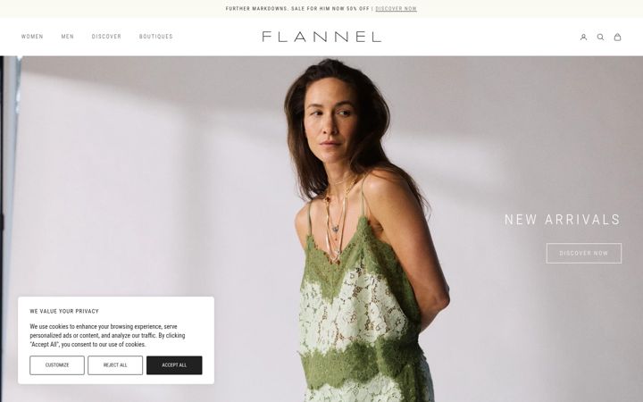 Snímek obrazovky flannel.com.au