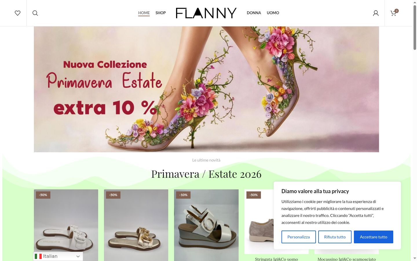 Screenshot del banner di consenso mostrato prima di qualsiasi interazione