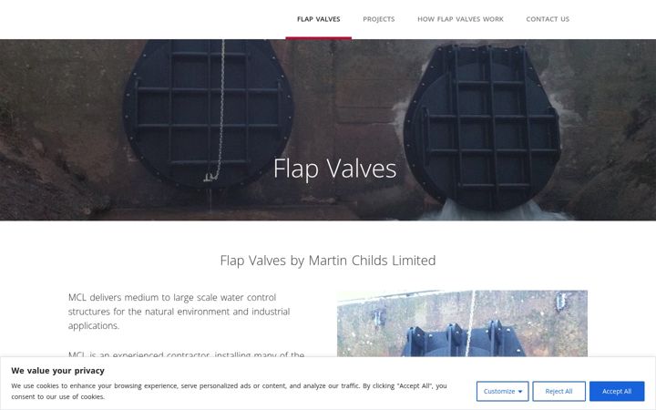 Screenshot of flap-valve.co.uk