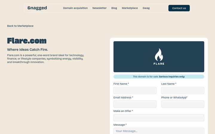 Screenshot of flare.com