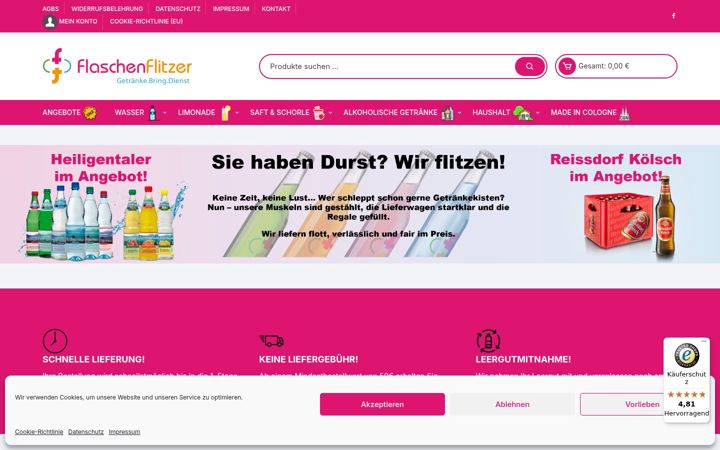 Screenshot of flaschen-flitzer.de