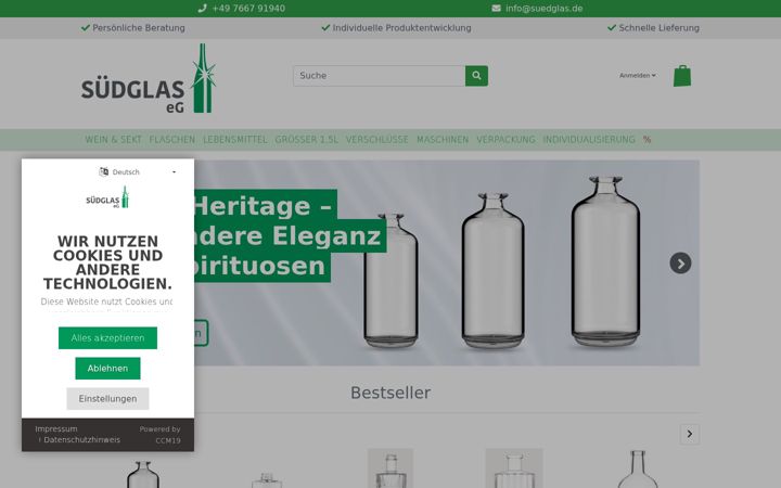 Screenshot of flaschen-suedglas.de