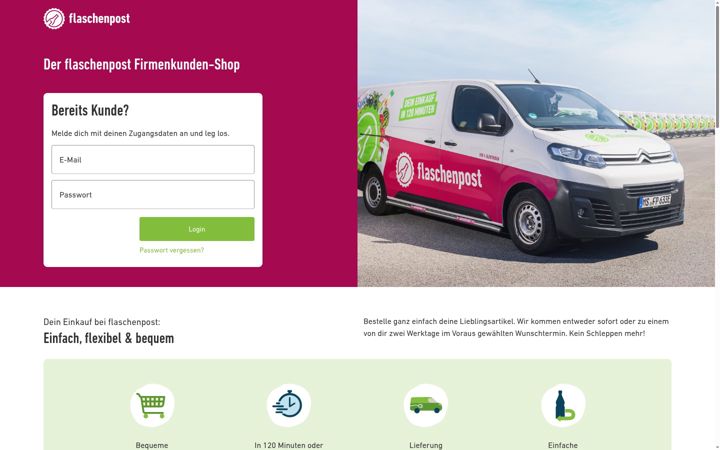 Screenshot of flaschenpost.biz