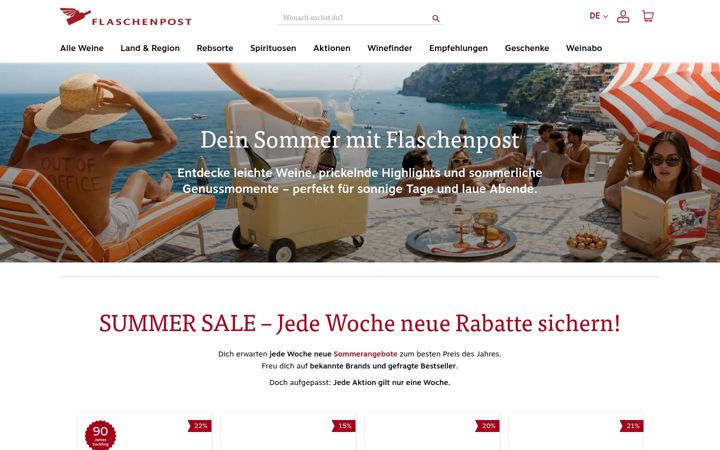 Screenshot of flaschenpost.ch