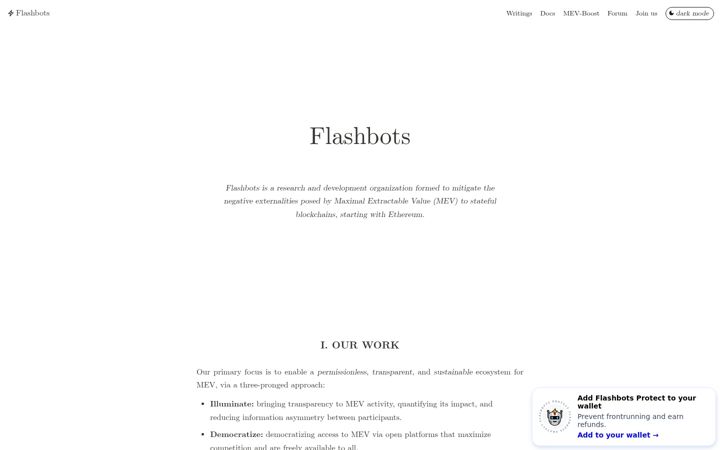 Screenshot di flashbots.net