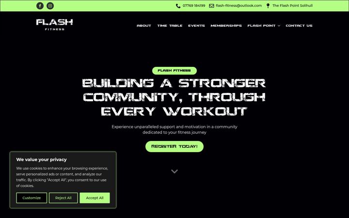 Screenshot of flashfitnessuk.co.uk