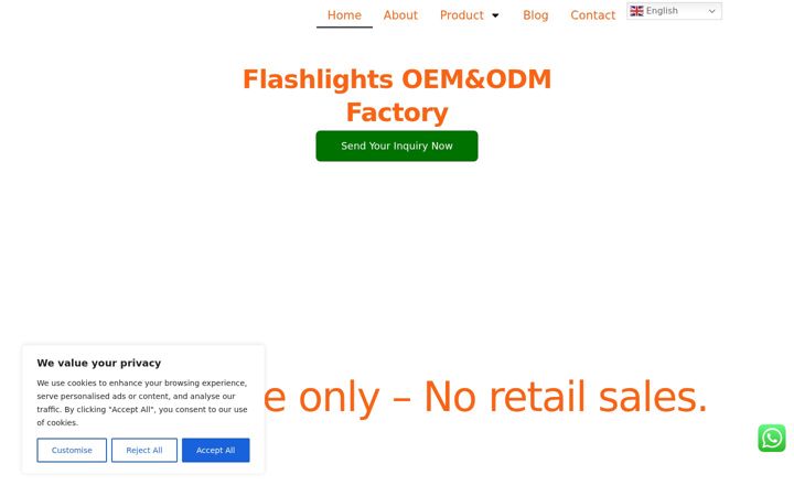 Screenshot of flashlightvendor.com