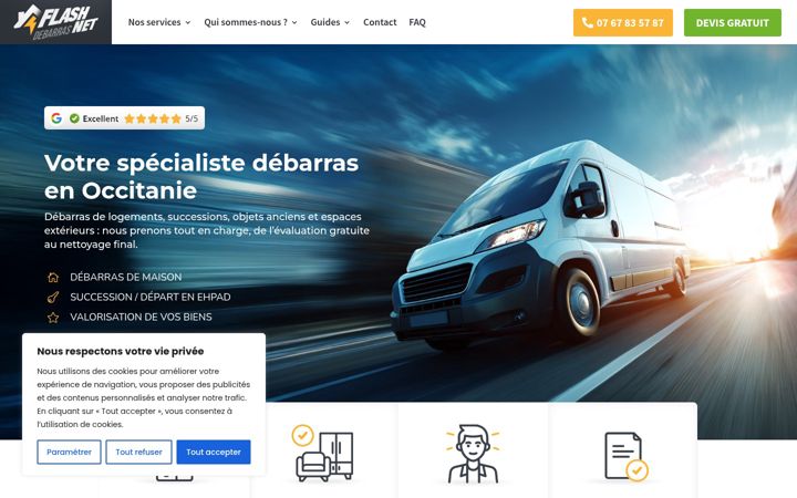 Screenshot of flashnet-debarras.fr