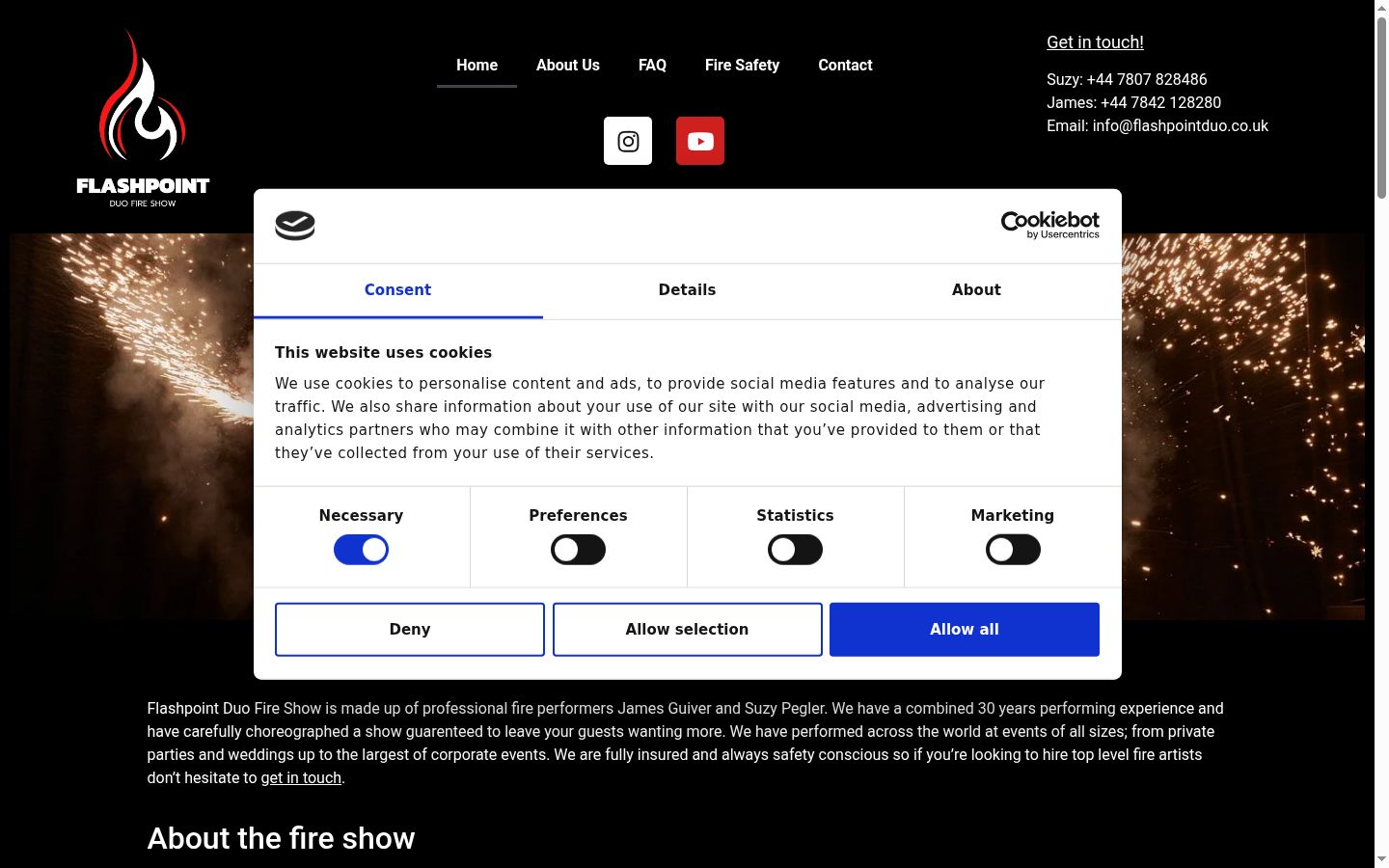 Screenshot del banner di consenso mostrato prima di qualsiasi interazione