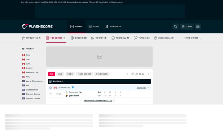 Ekrano kopija flashscore.ca