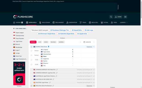 Screenshot of flashscore.co.id