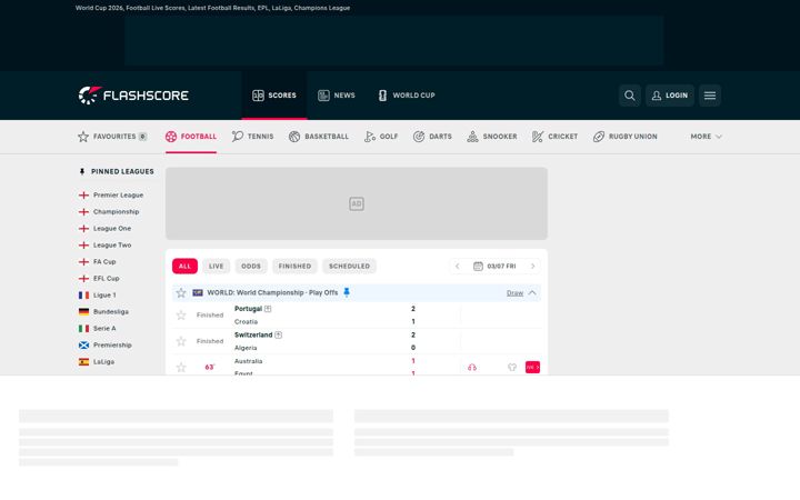 Screenshot of flashscore.co.uk