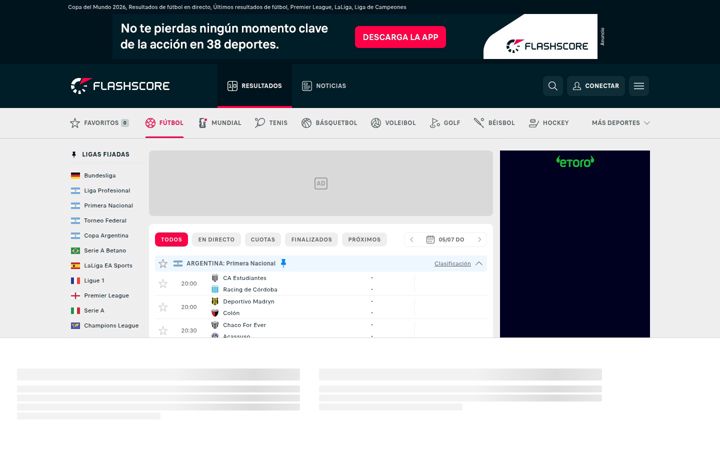 Screenshot of flashscore.com.ar