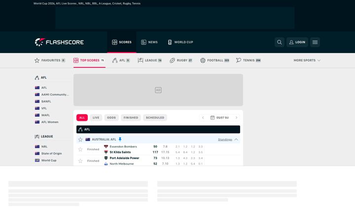 Screenshot di flashscore.com.au