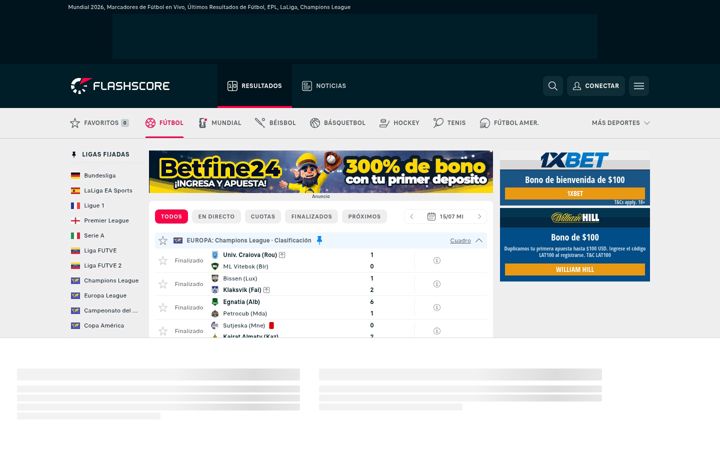 Екранна снимка на flashscore.com.ve