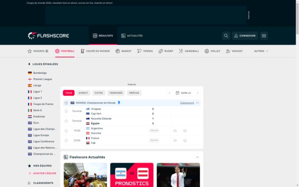 Screenshot of flashscore.fr