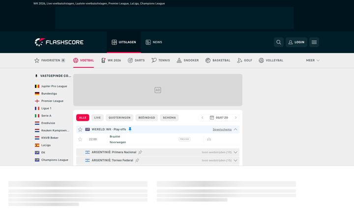 Screenshot of flashscore.nl