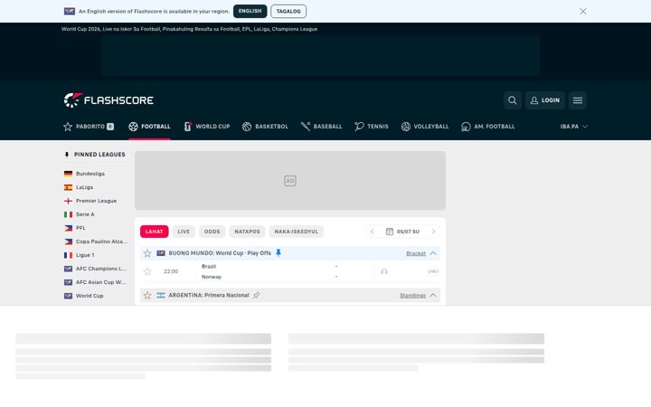 Screenshot of flashscore.ph