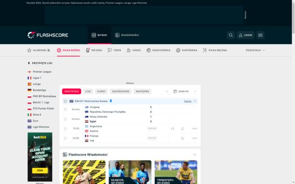 Screenshot of flashscore.pl
