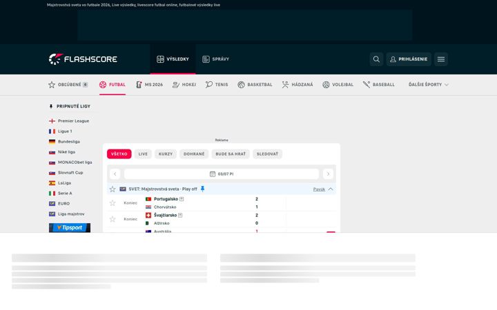 Snimka zaslona za flashscore.sk