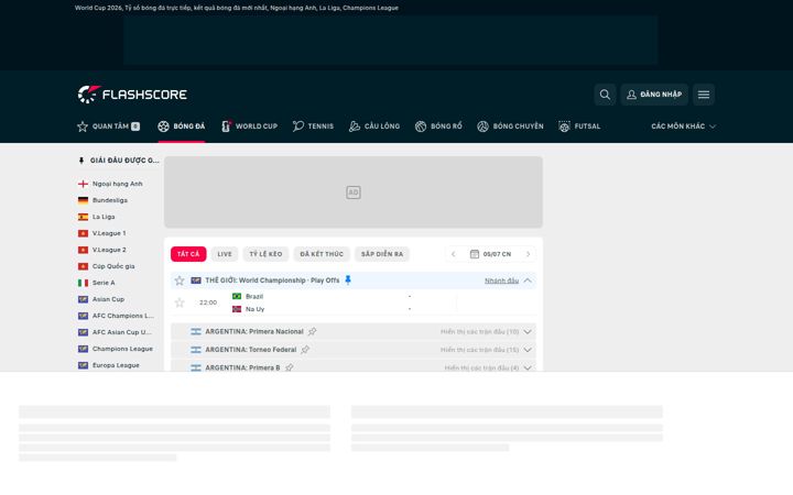 Екранна снимка на flashscore.vn