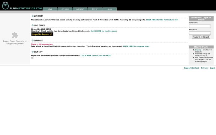 Screenshot of flashstatistics.com