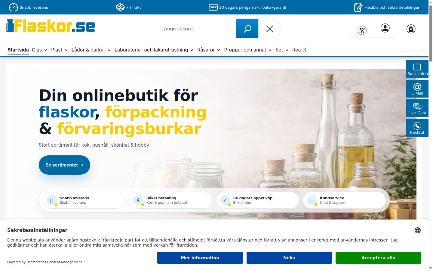 Skjermbilde av samtykkebanneret slik det vises før noen interaksjon