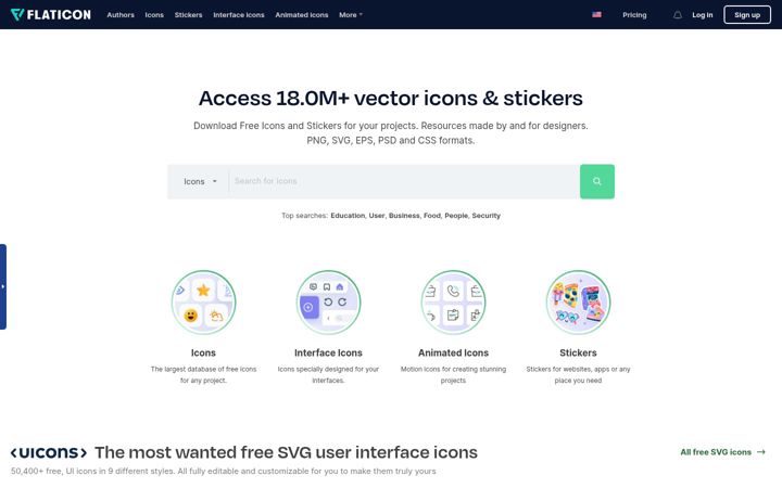 Screenshot van flaticon.com