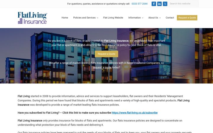 Screenshot of flatlivinginsurance.co.uk