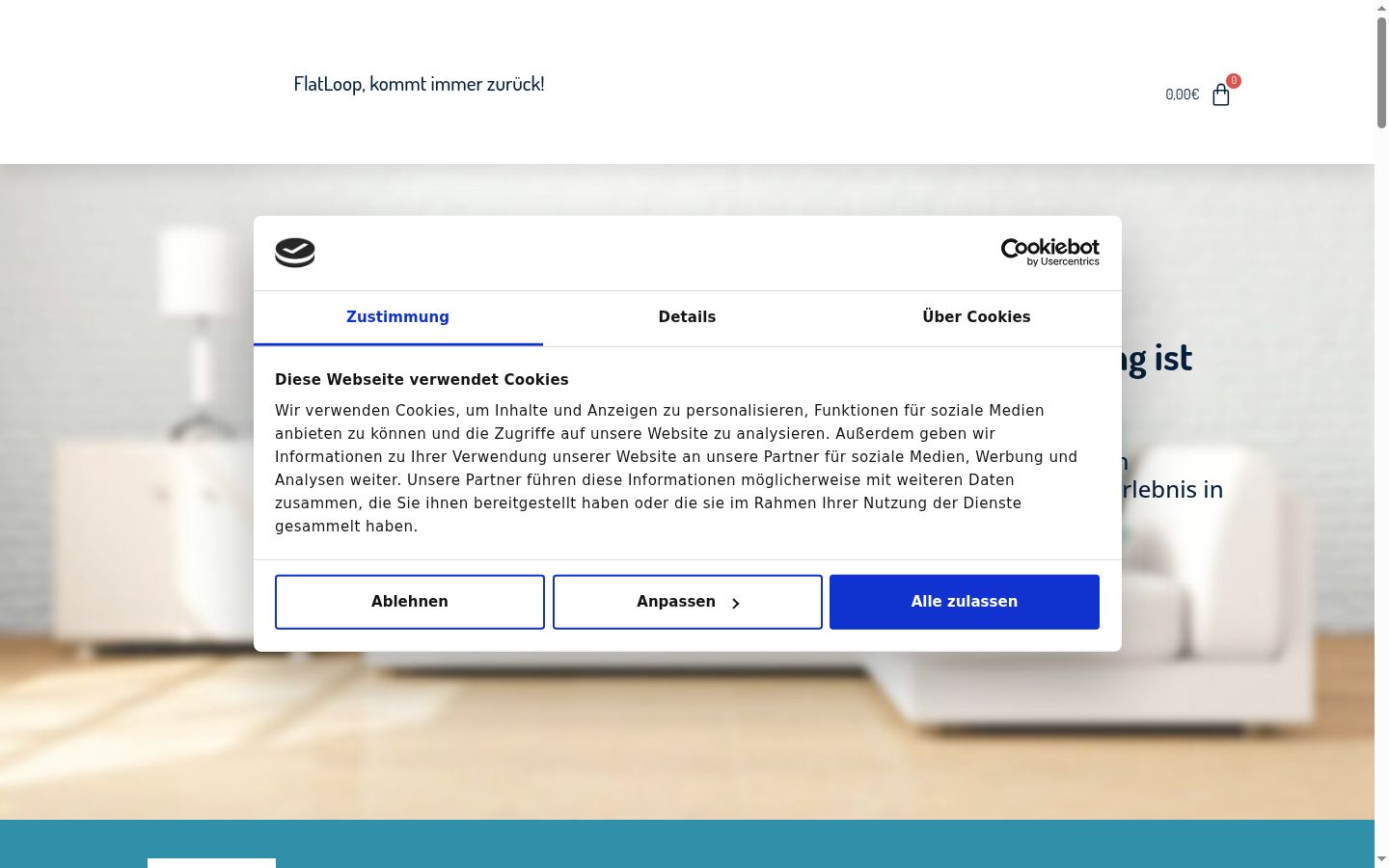 Screenshot des Einwilligungsbanners vor jeglicher Interaktion